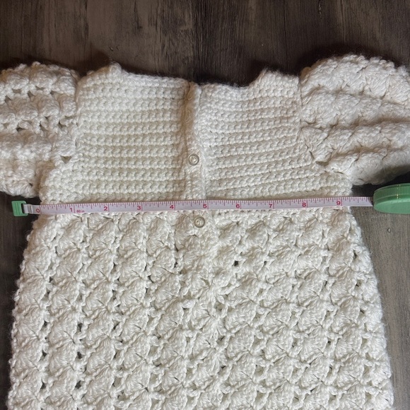 Charming White Crochet Infant Dress - Picture 4 of 6